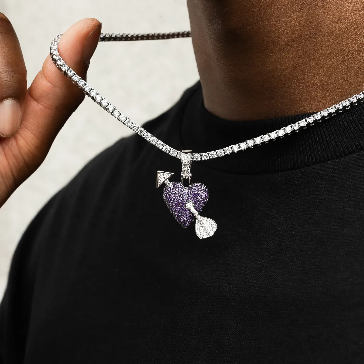 Purple Heart Pendant in White Gold