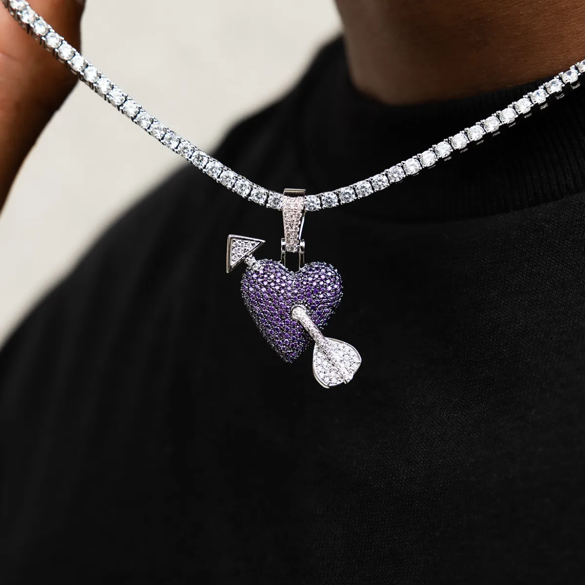 Purple Heart Pendant in White Gold