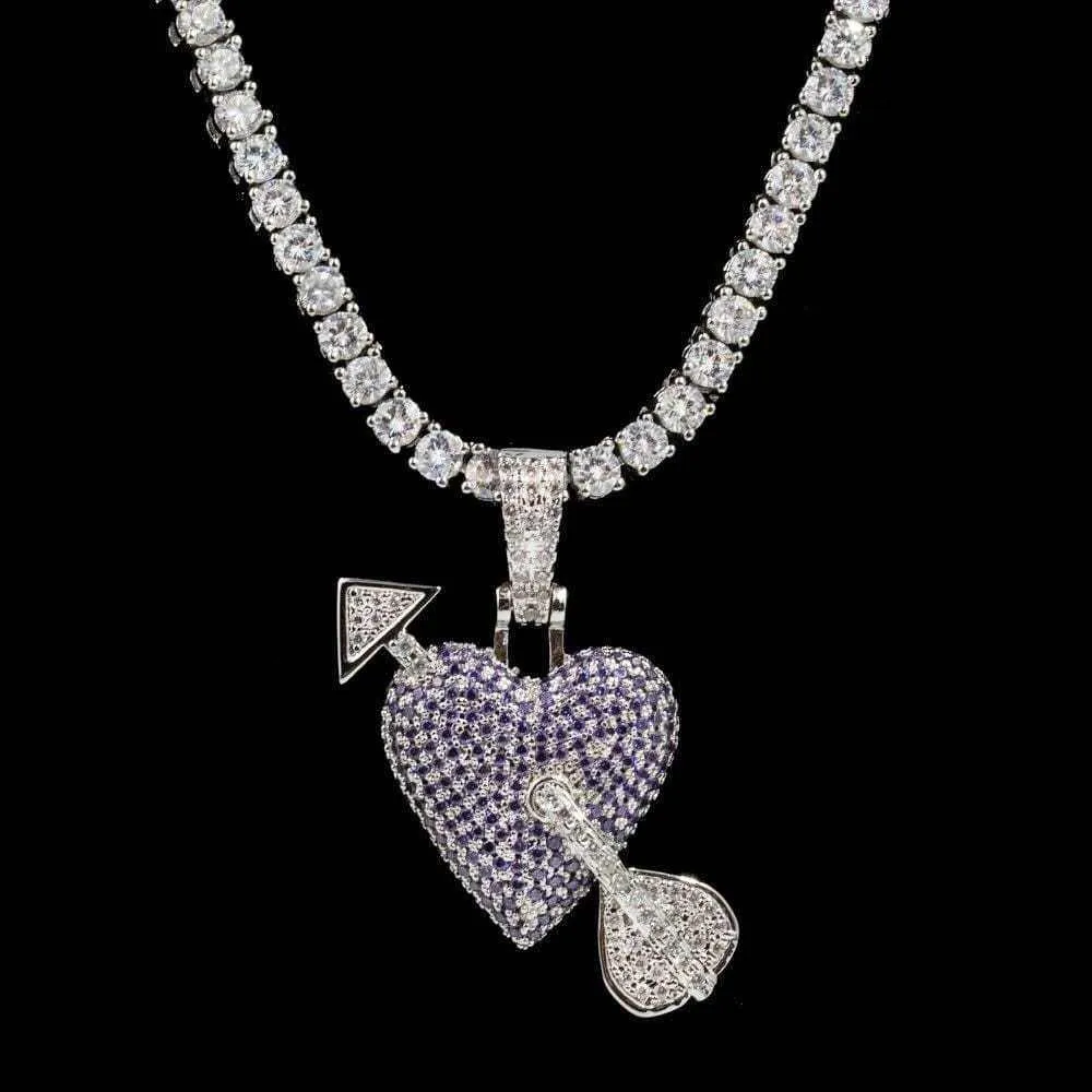 Purple Heart Pendant in White Gold