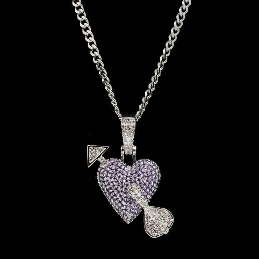 Purple Heart Pendant in White Gold