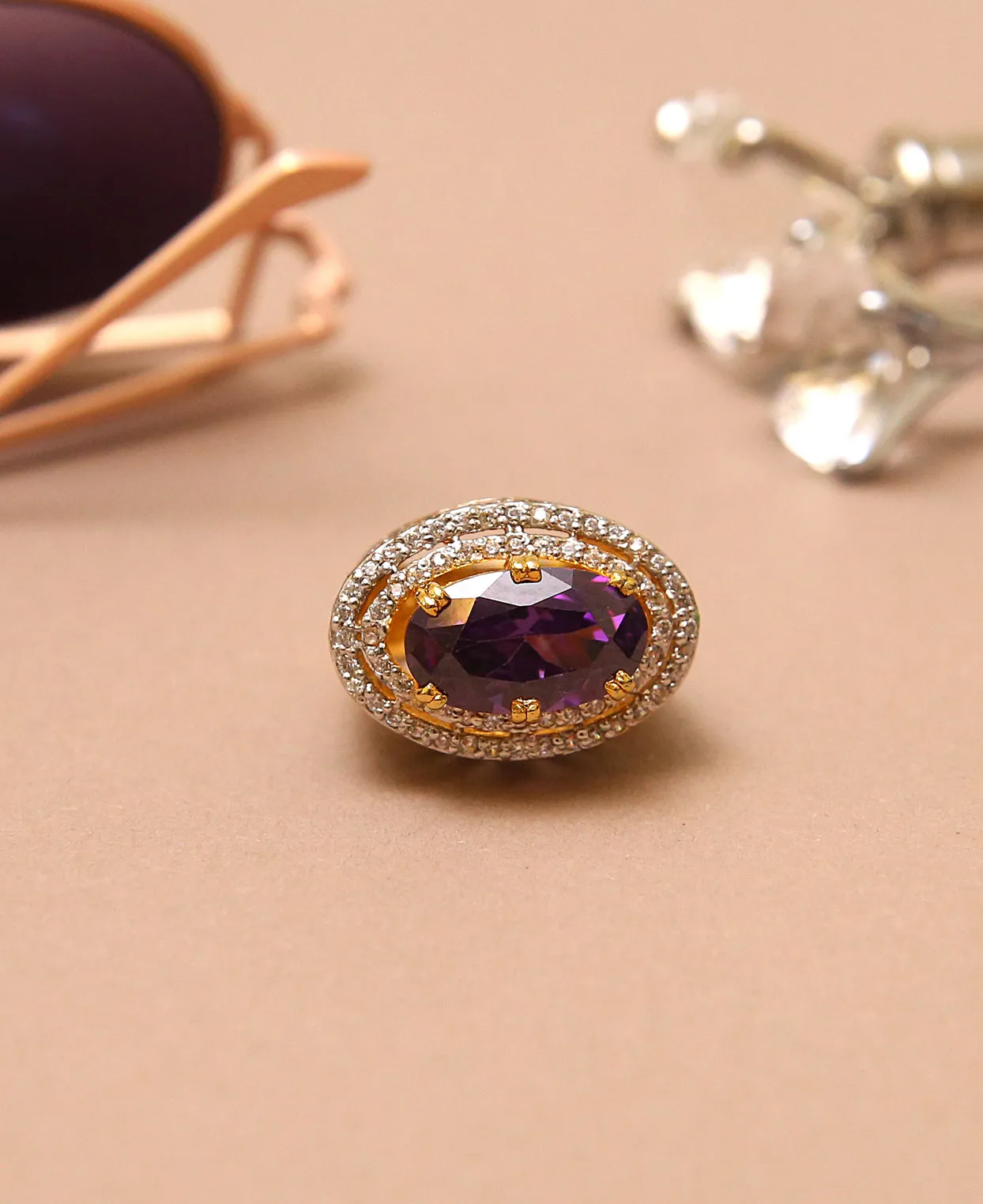 Purple Zircon Centred Ring