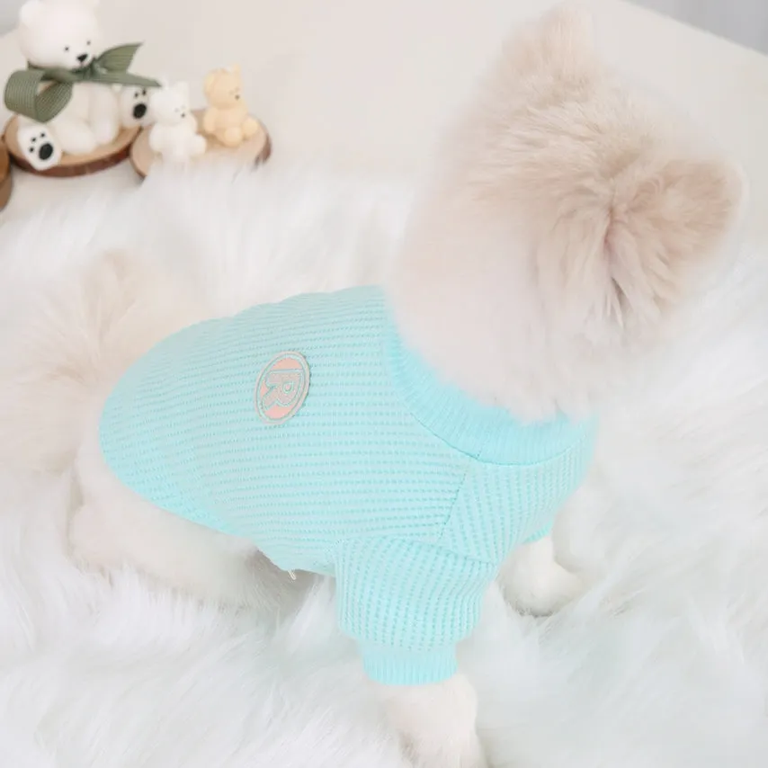 R logo Dogs Clothes Waffle patterned Casual Cute Comfortable Clothing Korean Designers Apparel Outfits Bright Colours Pets