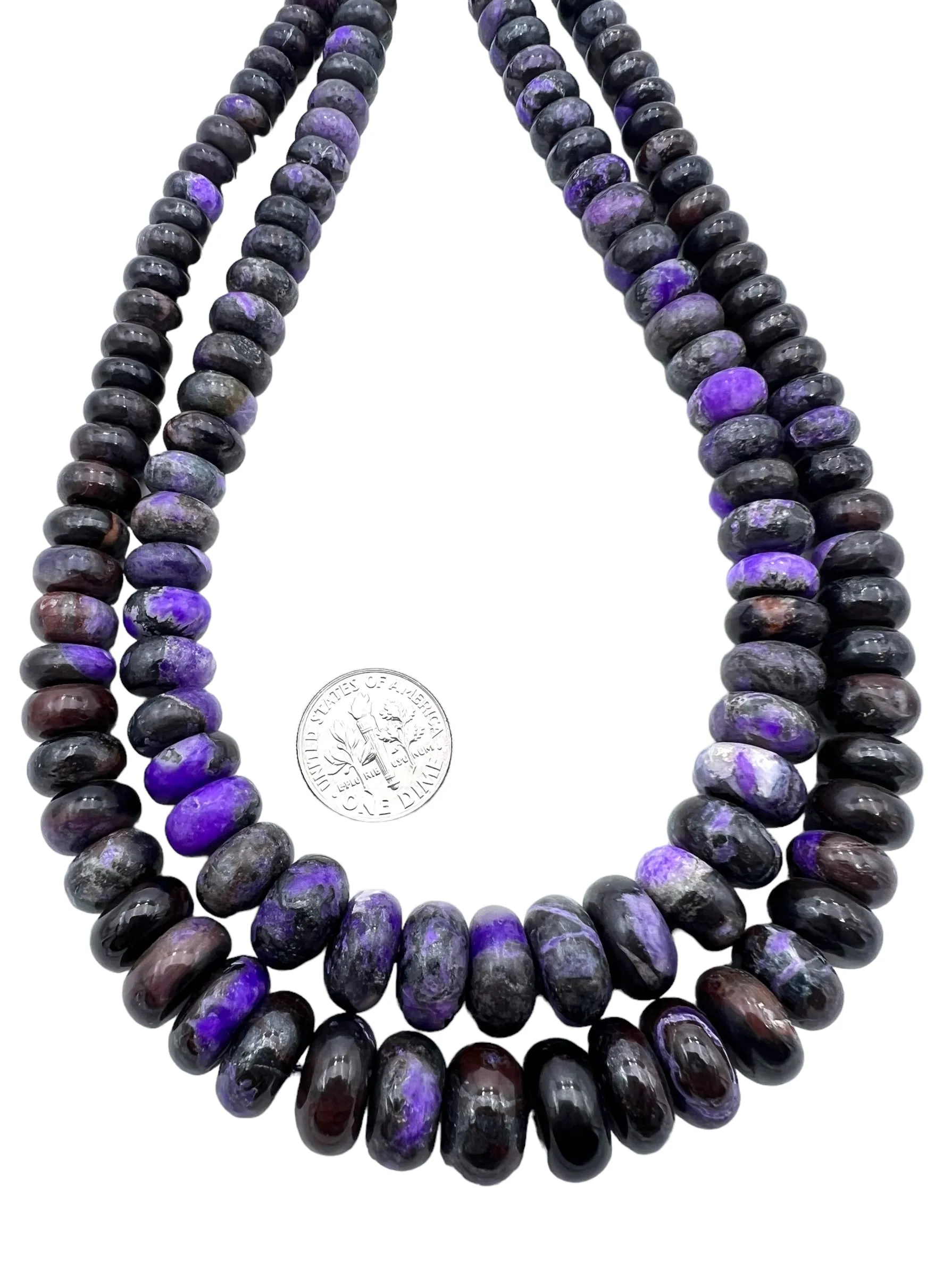 RARE Sugilite (South Africa) BIG 8-14mm Graduated Rondell Bead Strand (18 Inch Strand)