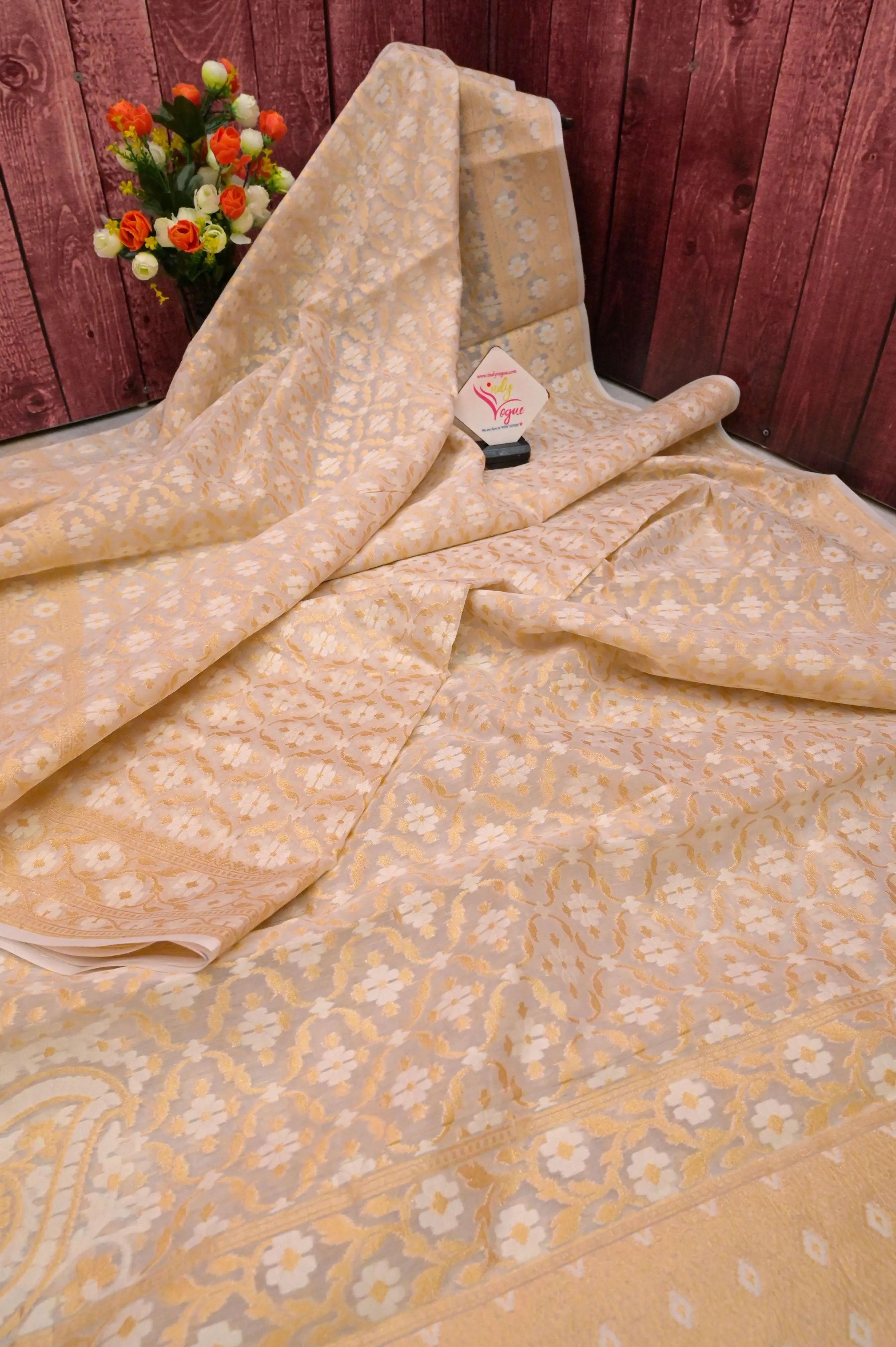 Rich Cream Color Chanderi Saree