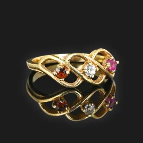 Ruby Garnet Spinel Infinity Ring in 10K Gold