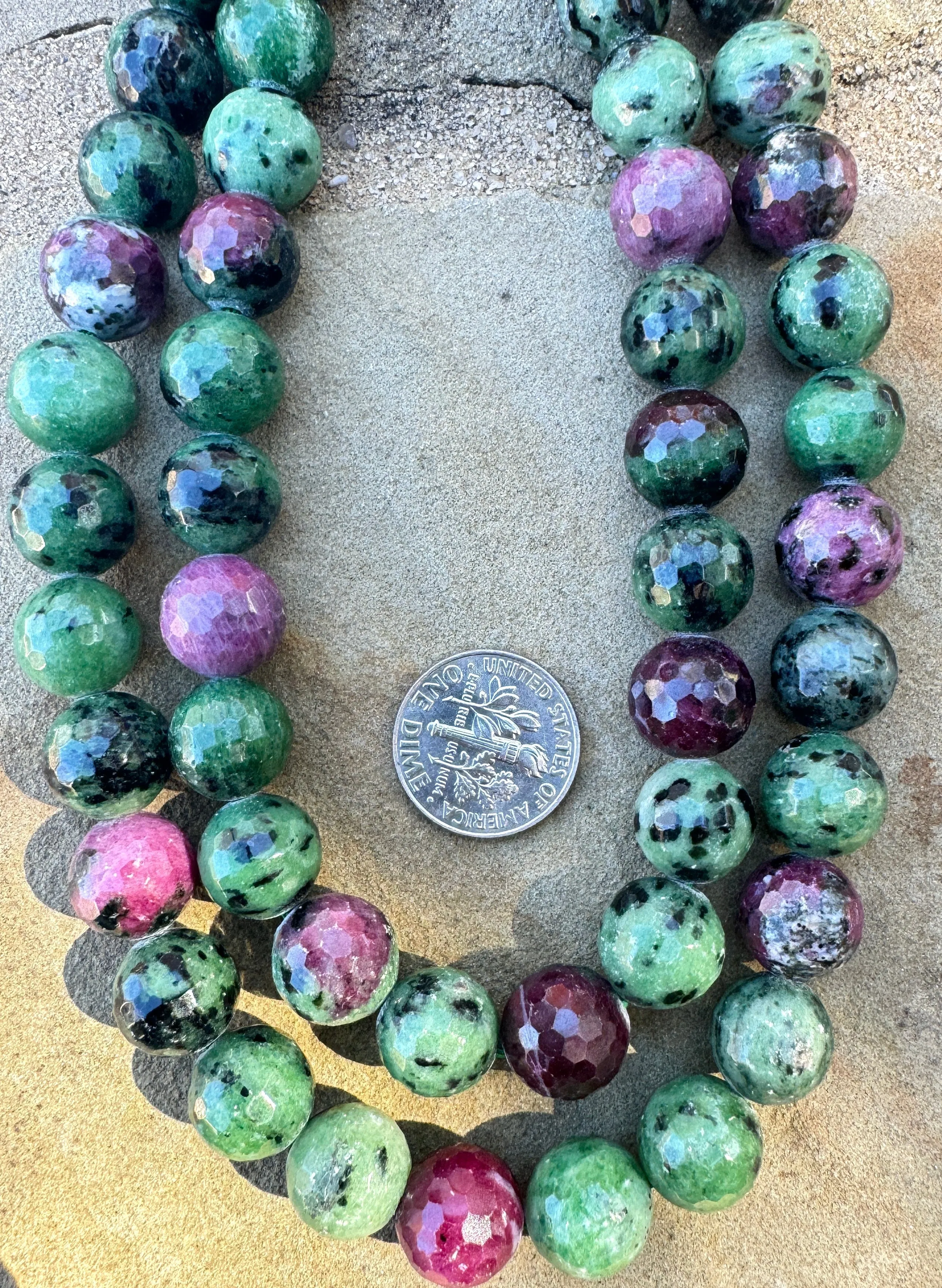 Ruby Zoisite Faceted 11mm round beads strands, 16 inch strand