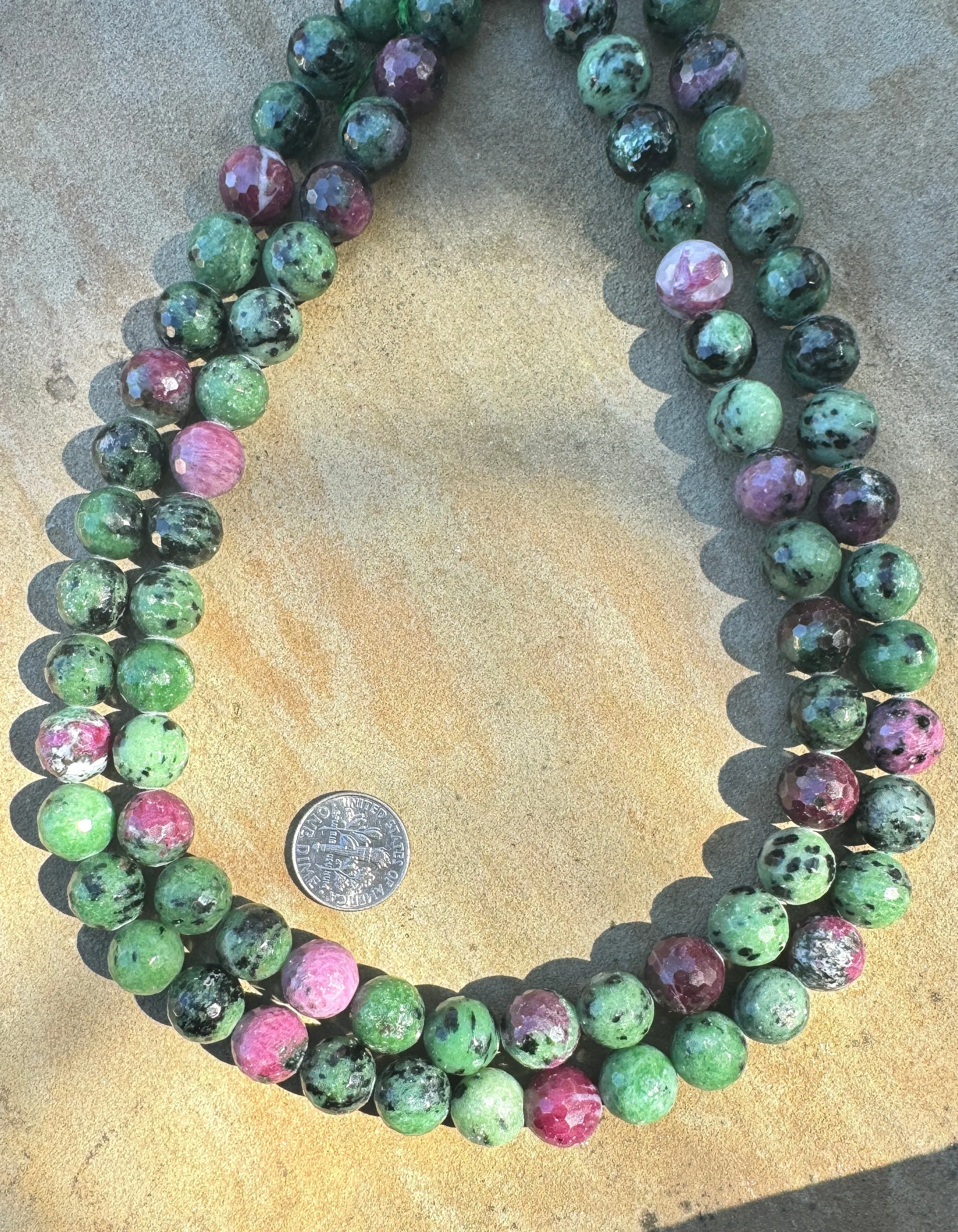 Ruby Zoisite Faceted 11mm round beads strands, 16 inch strand