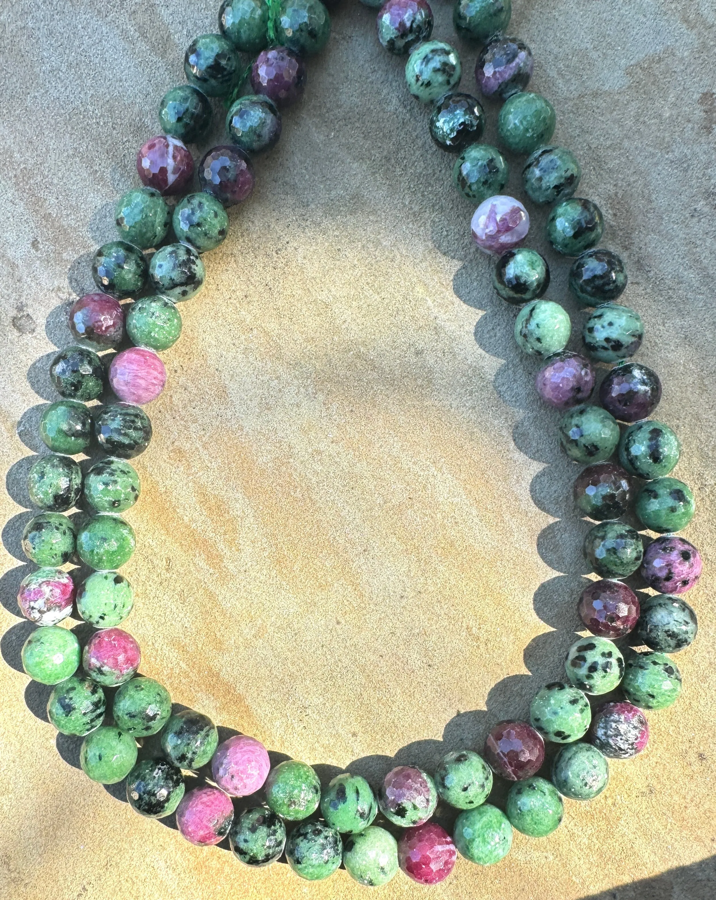 Ruby Zoisite Faceted 11mm round beads strands, 16 inch strand