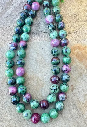 Ruby Zoisite Faceted 11mm round beads strands, 16 inch strand