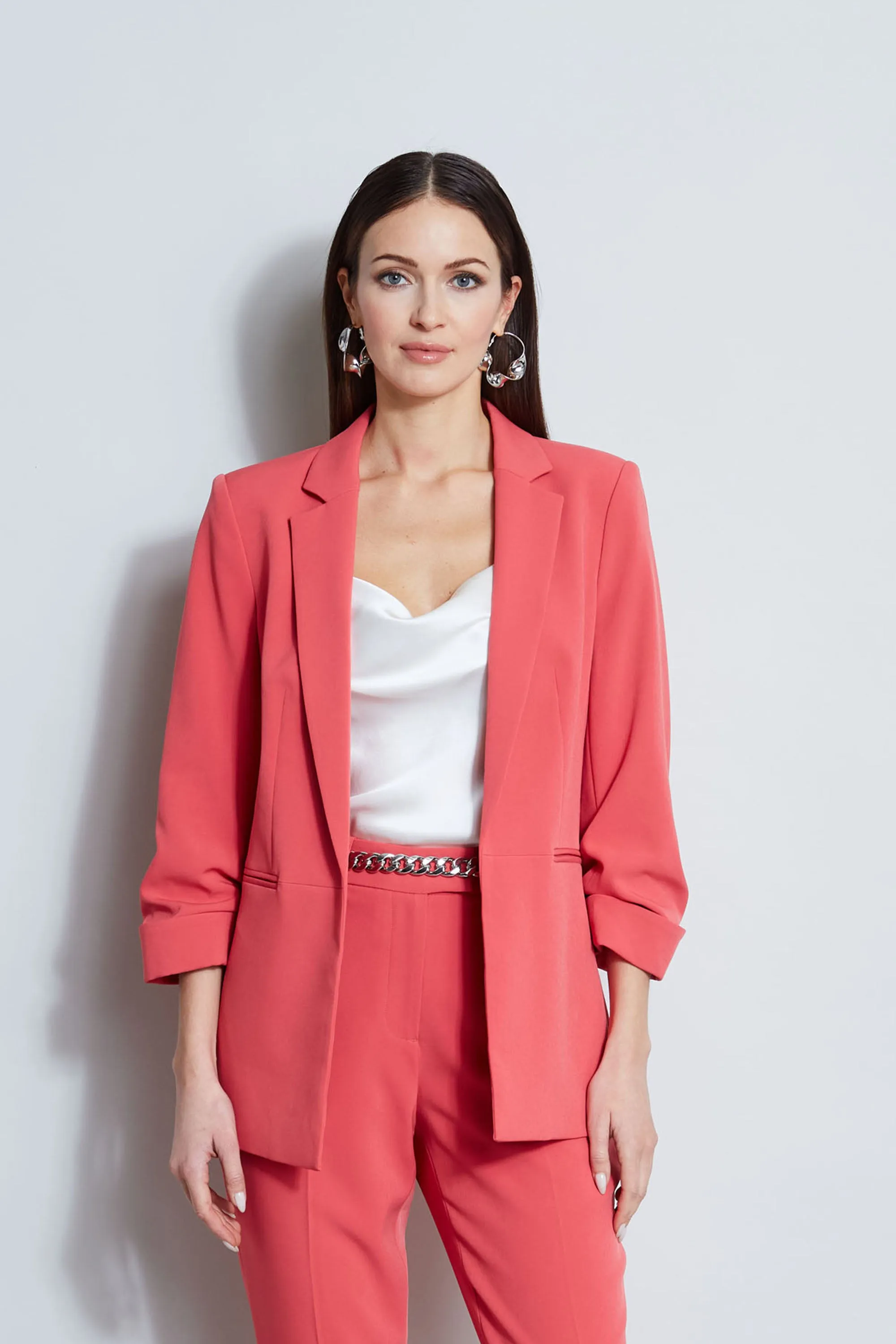 Ruched Sleeve Blazer