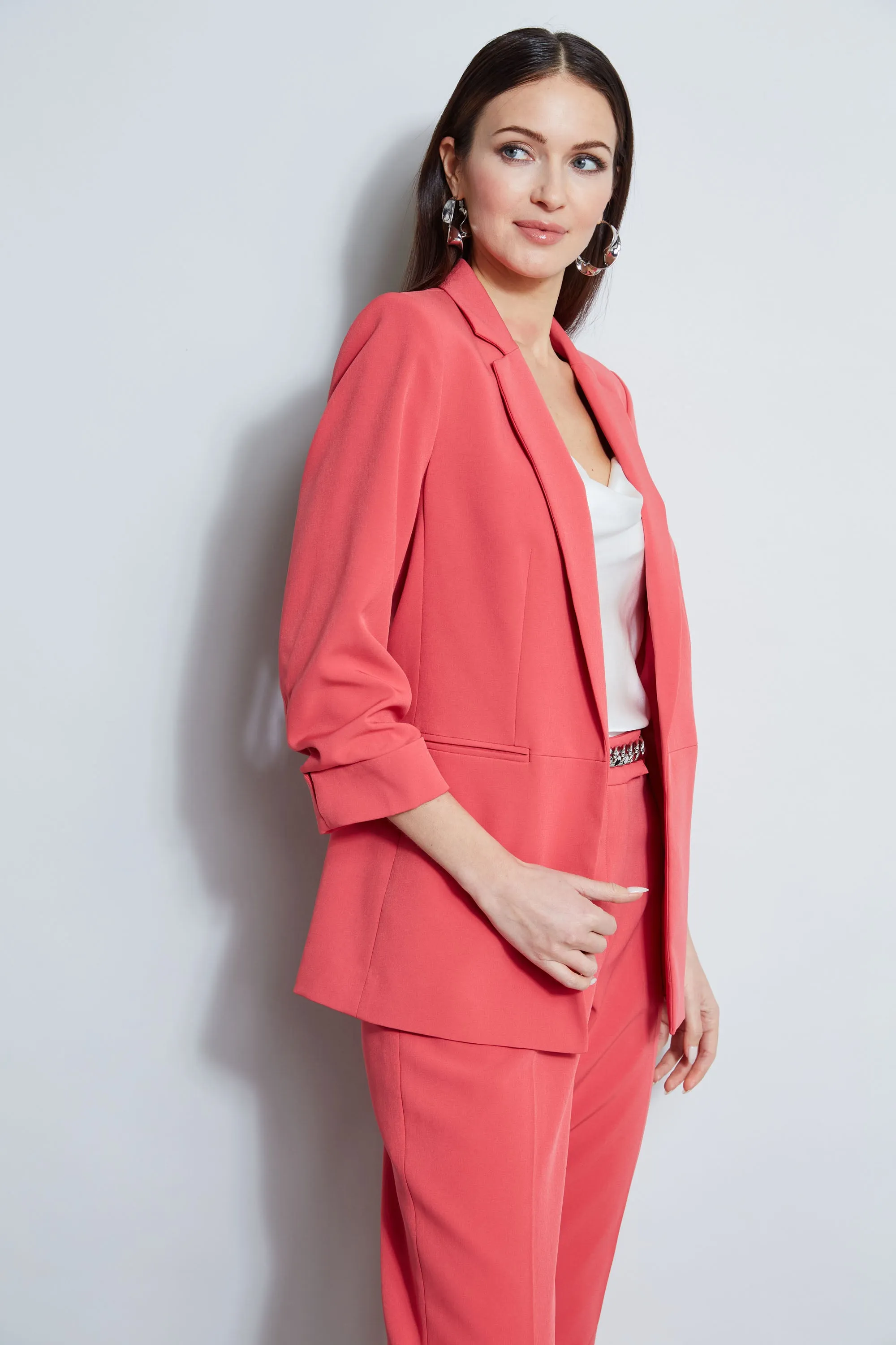 Ruched Sleeve Blazer