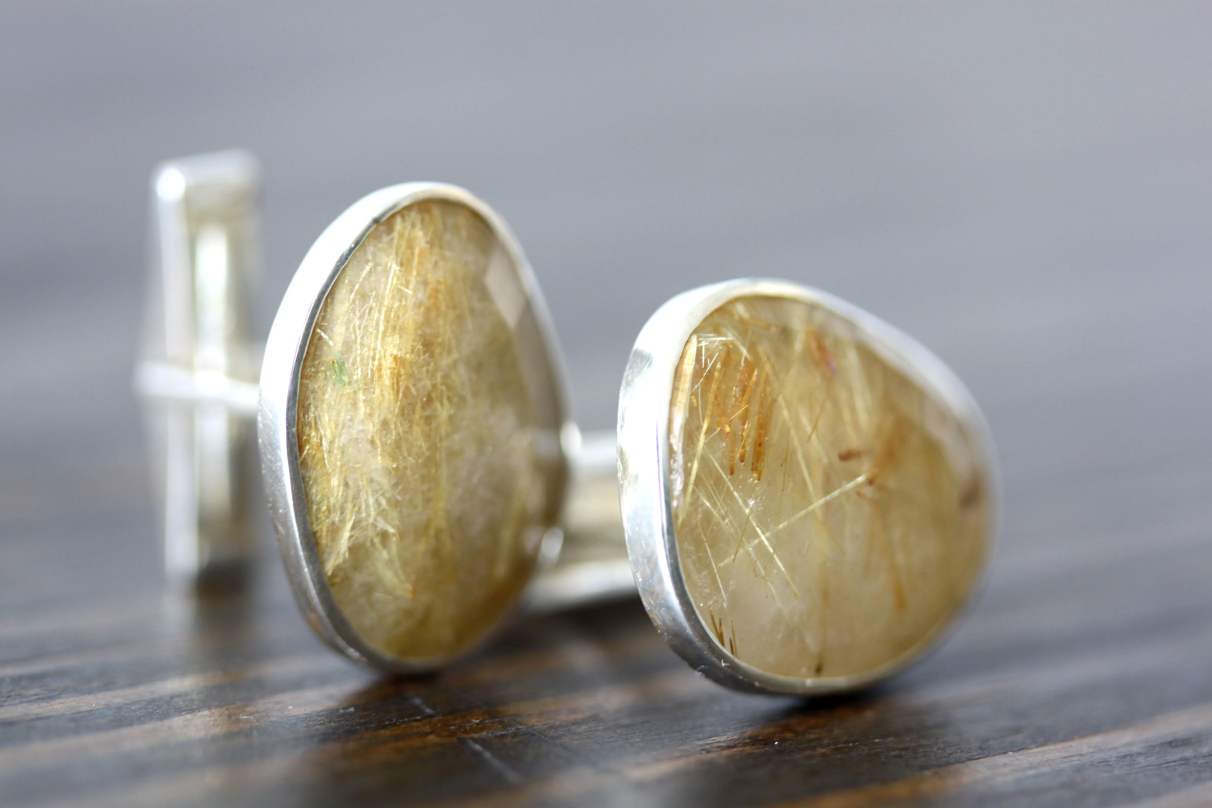 Rutilated Quartz Cuff Links