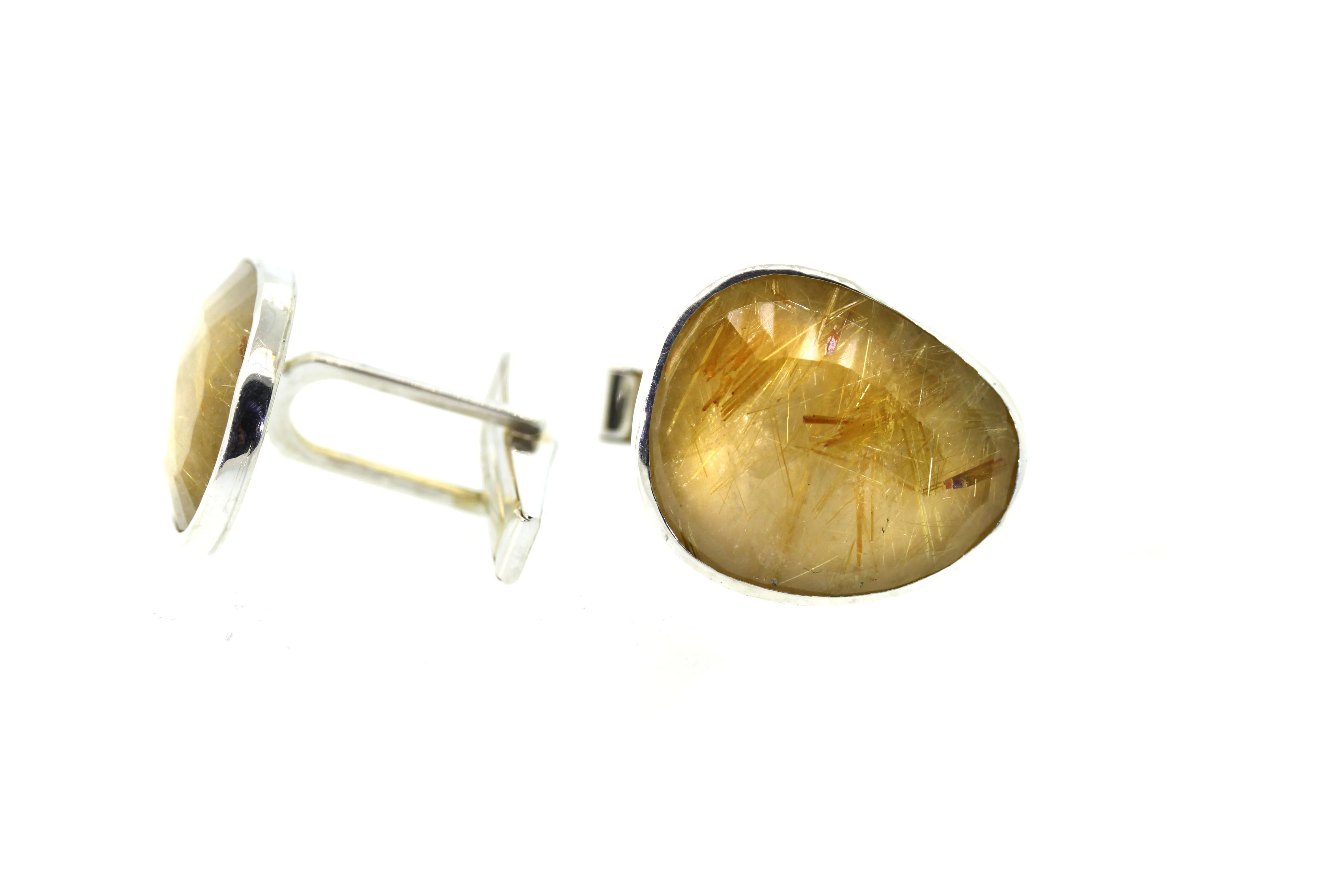 Rutilated Quartz Cuff Links