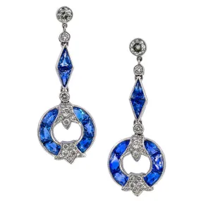 Sapphire & Diamond Drop Earrings