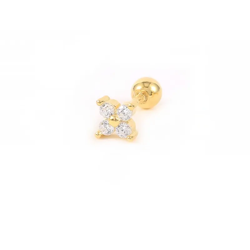 Silver Cross Crystal Stud Earrings For Women