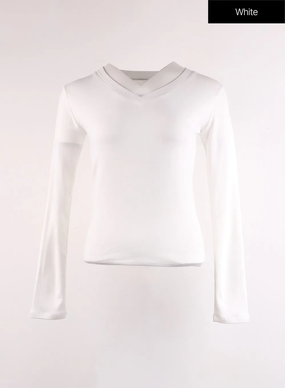 Solid V-Neck Long Sleeve IF402