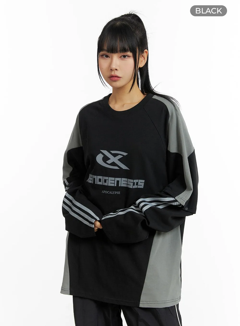 Sporty Two-Tone Oversized Sweatshirt CM407