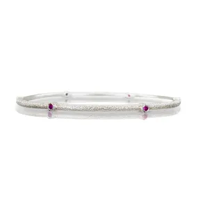 Sputnik Bangle in Sterling Silver with Hot Pink Sapphires