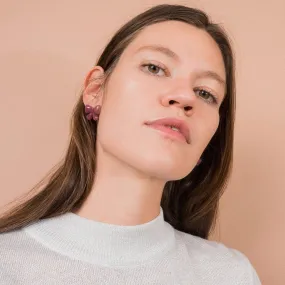 SS925  Dainty Plum Bow Earrings