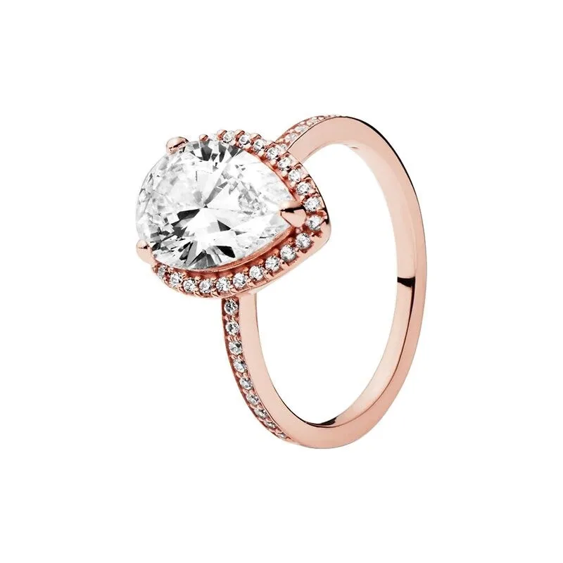 Sterling Silver Rose Gold Stylish Sparkling Ring For Women