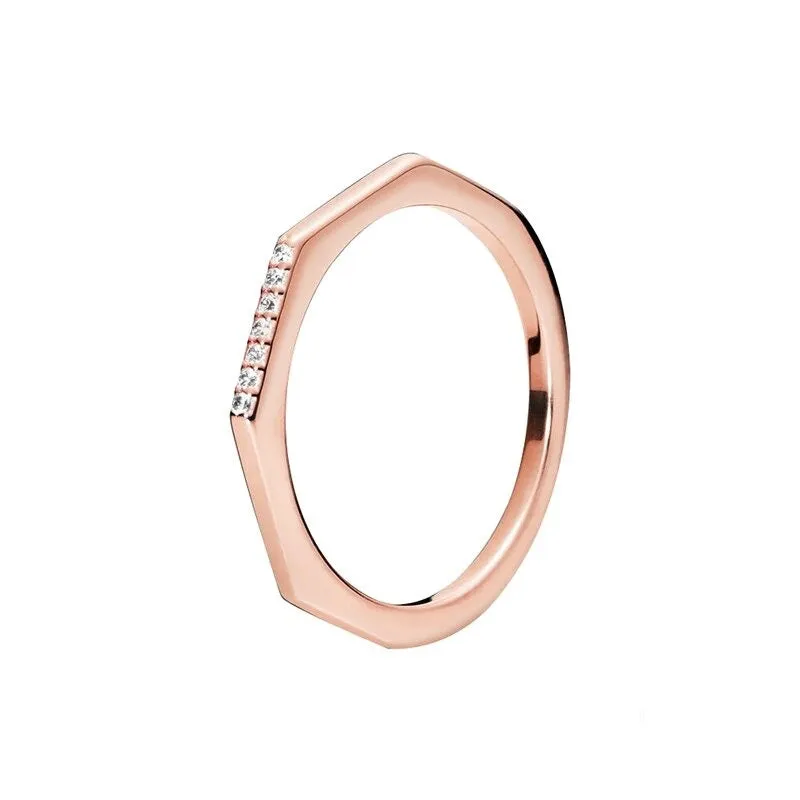 Sterling Silver Rose Gold Stylish Sparkling Ring For Women