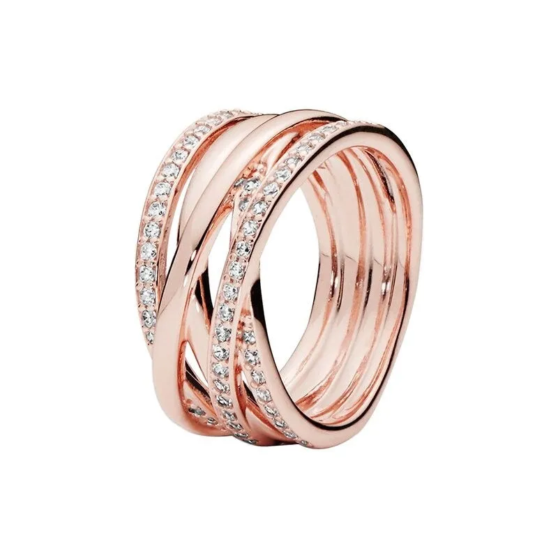 Sterling Silver Rose Gold Stylish Sparkling Ring For Women