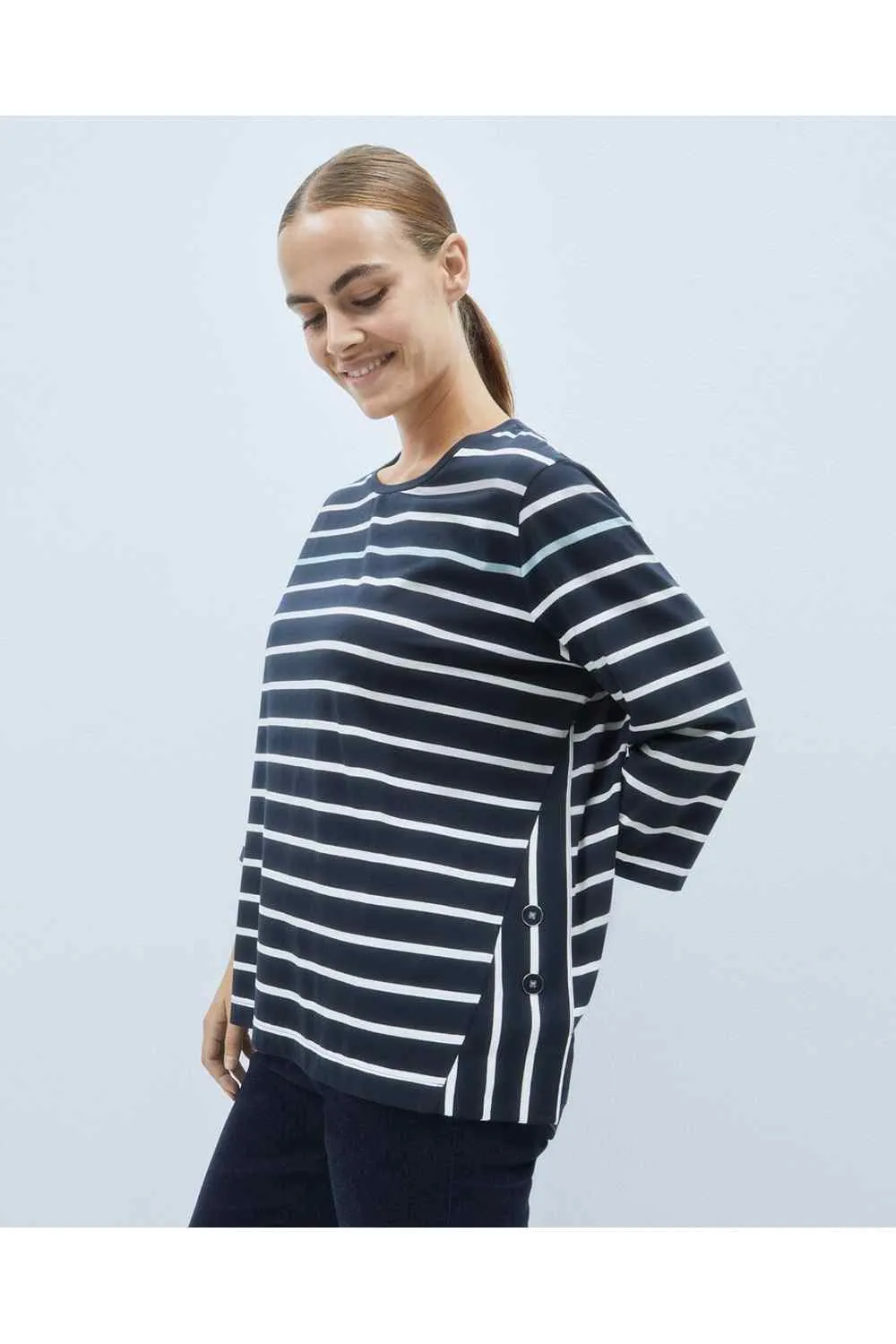 Striped Botton T-Shirt