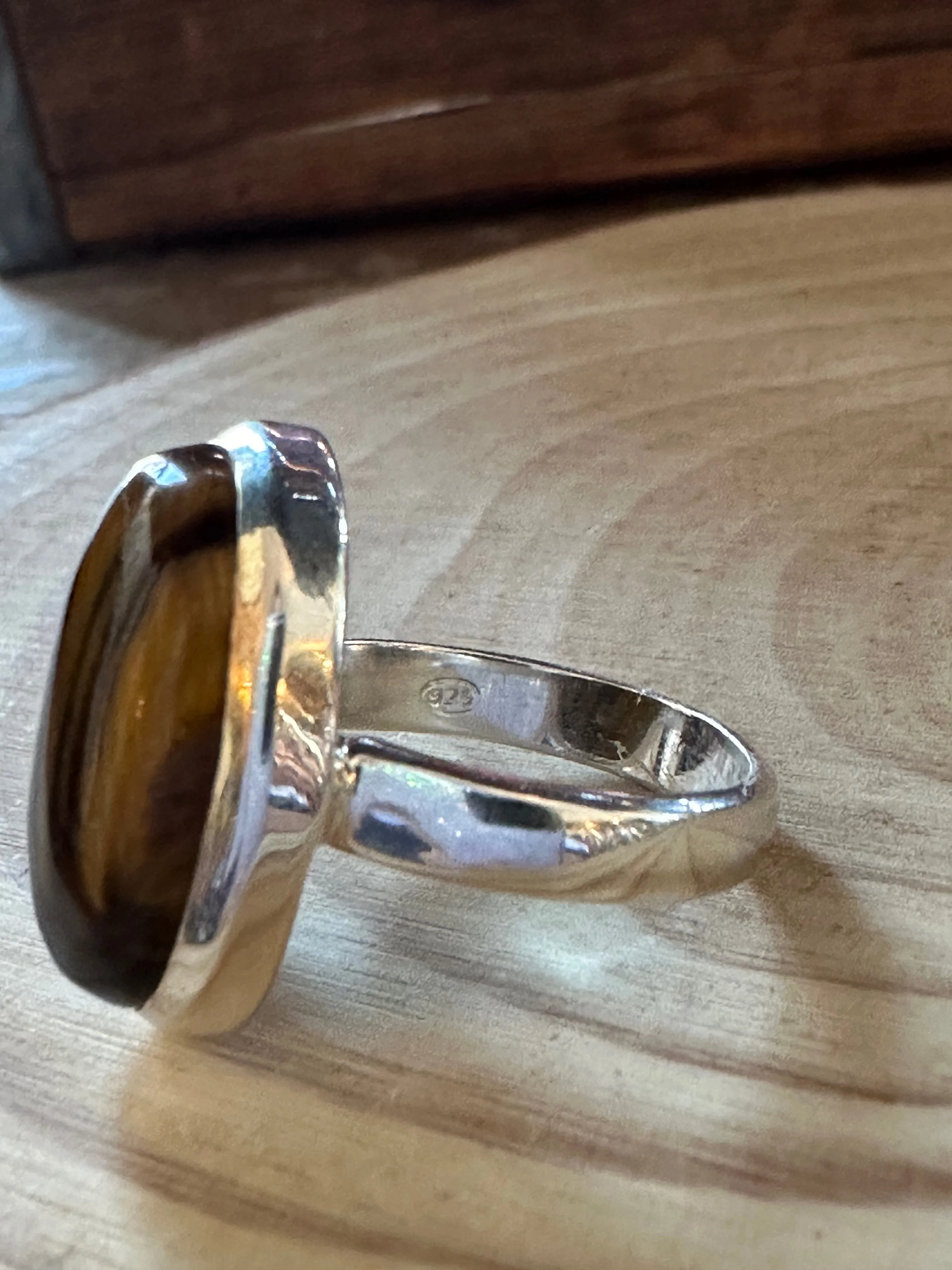 TIGER'S EYE and Silver Ring Size 8