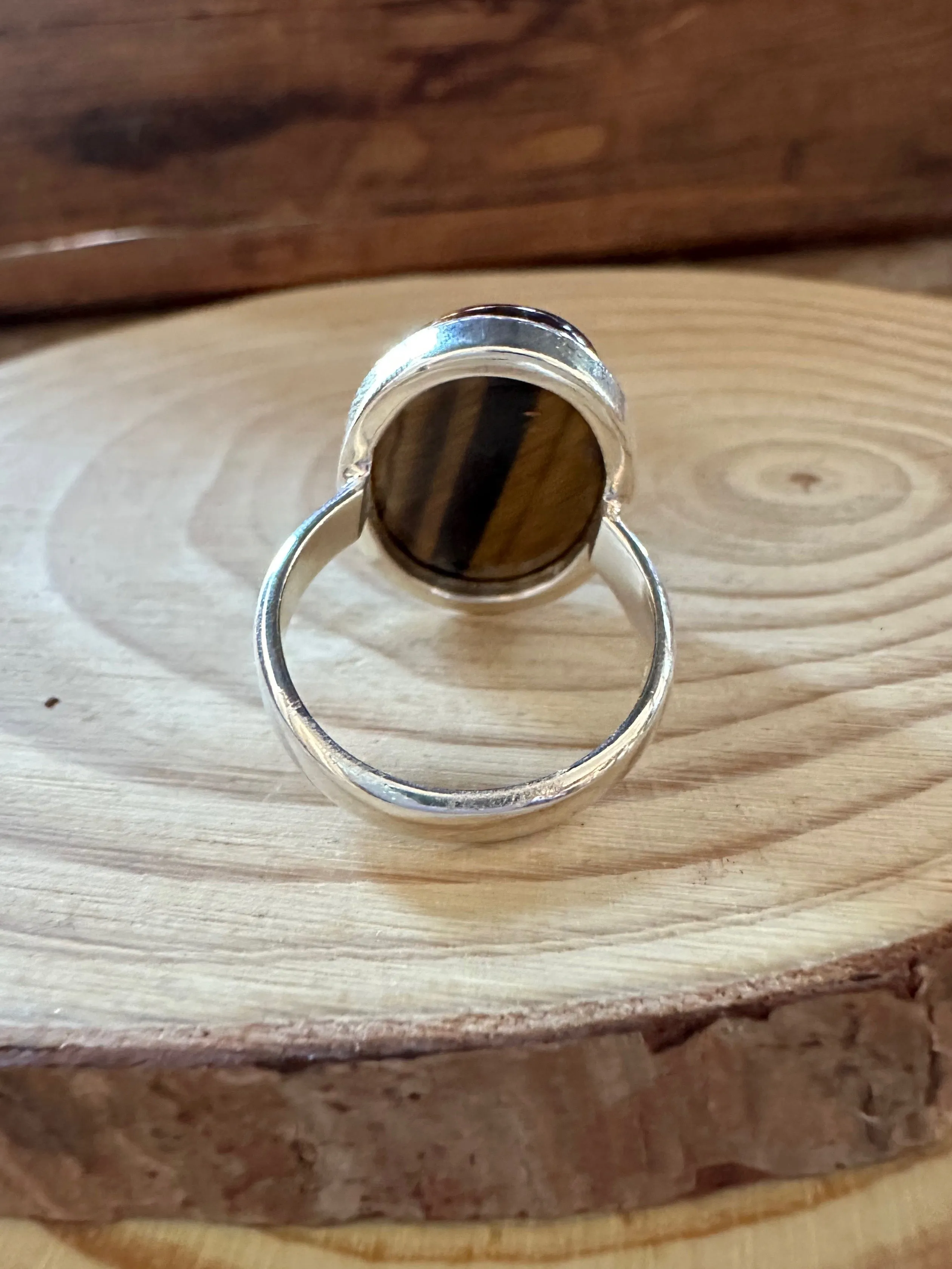 TIGER'S EYE and Silver Ring Size 8