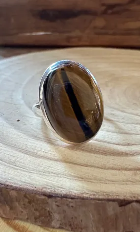 TIGER'S EYE and Silver Ring Size 8