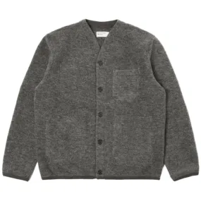 UNIVERSAL WORKS Cardigan In Grey Marl Wool Fleece