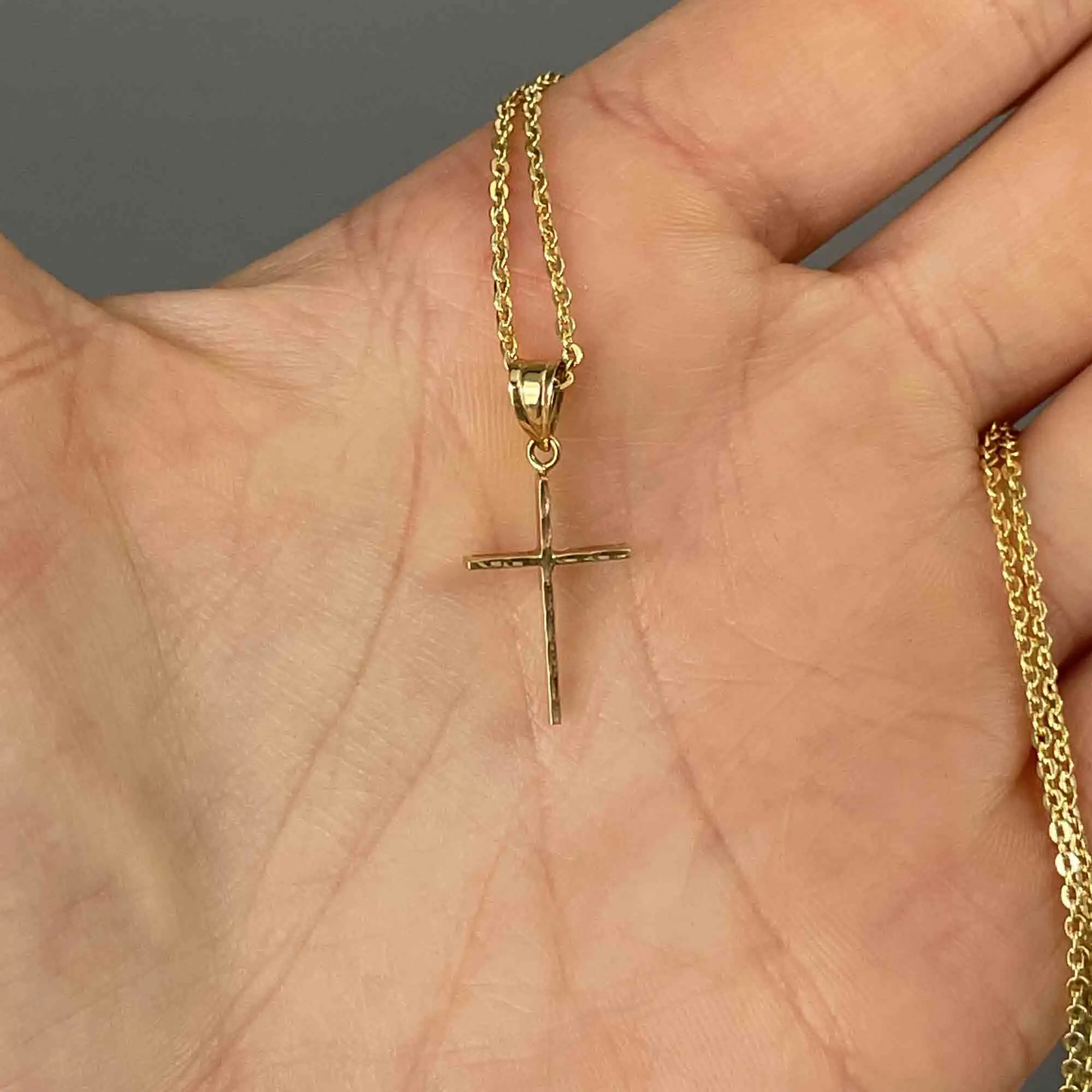 Vintage 14K Solid Gold Cross Pendant Necklace