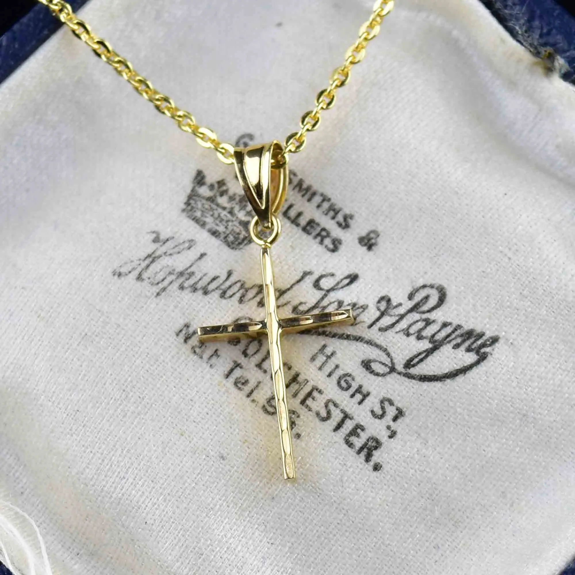 Vintage 14K Solid Gold Cross Pendant Necklace