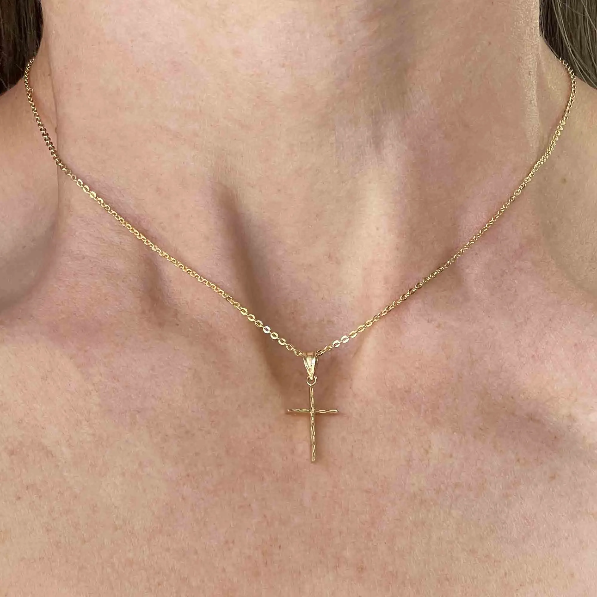 Vintage 14K Solid Gold Cross Pendant Necklace