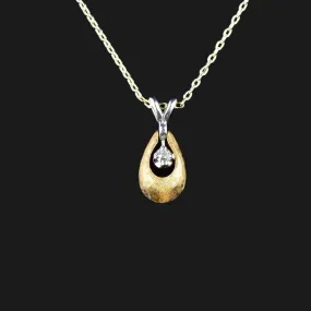 Vintage 14K Yellow White Gold Diamond Articulated Pendant Necklace