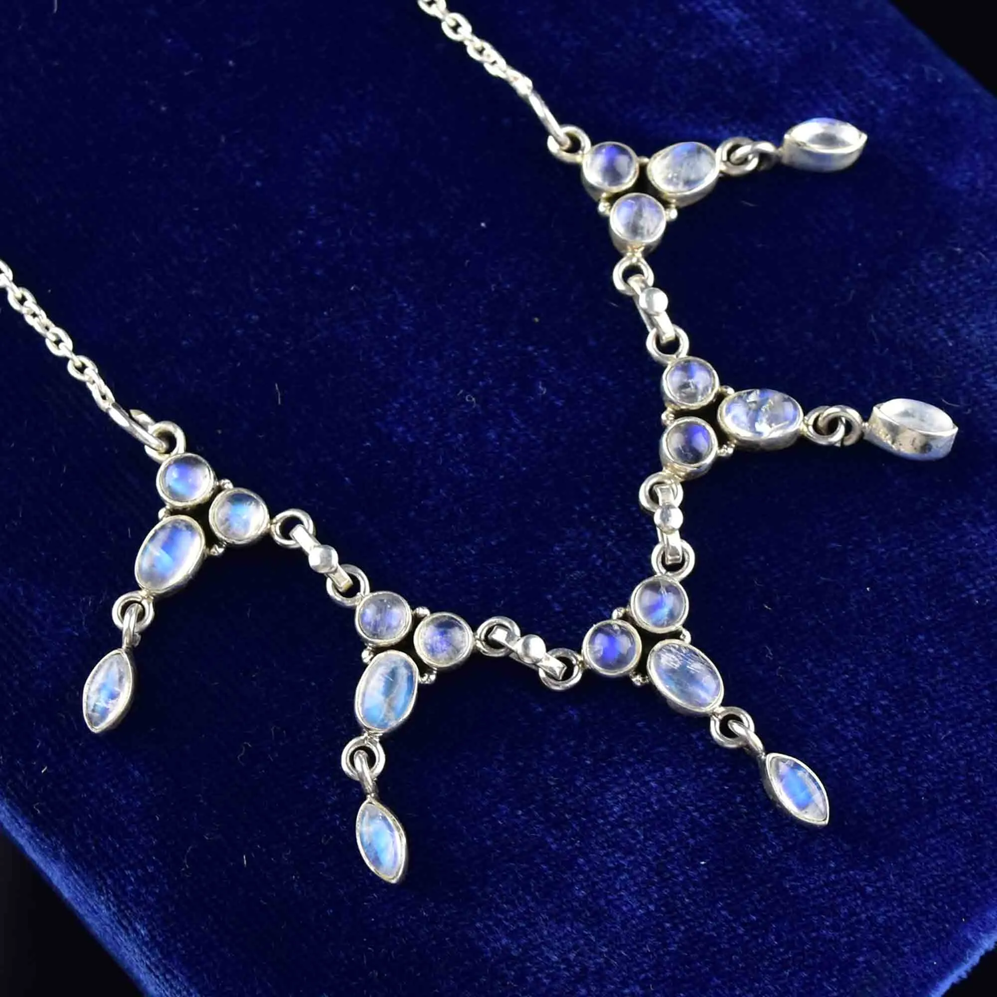 Vintage Art Deco Style Silver Moonstone Necklace