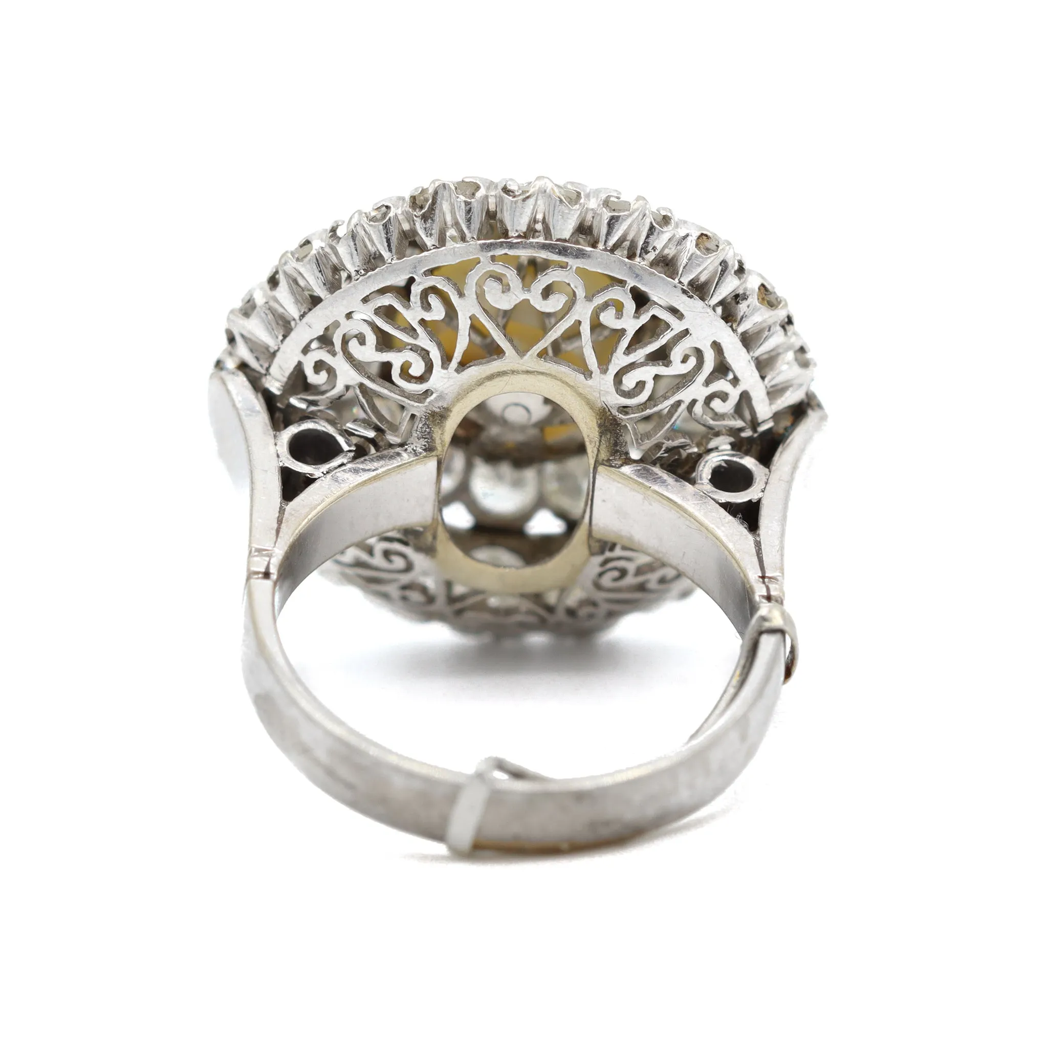 Vintage Pearl 14K White Gold Diamond Ring