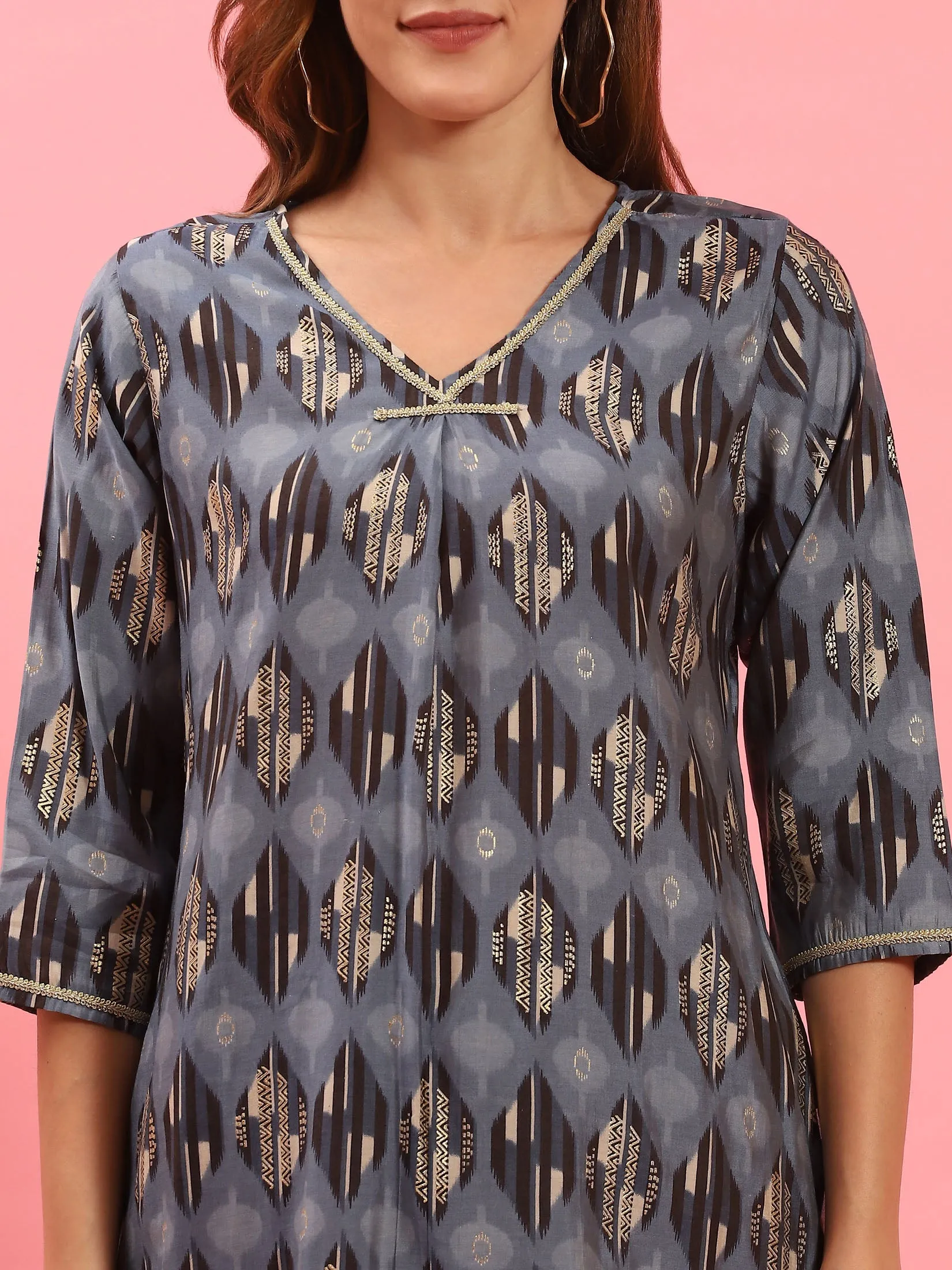 Women Blue Abstract Printed Kurta