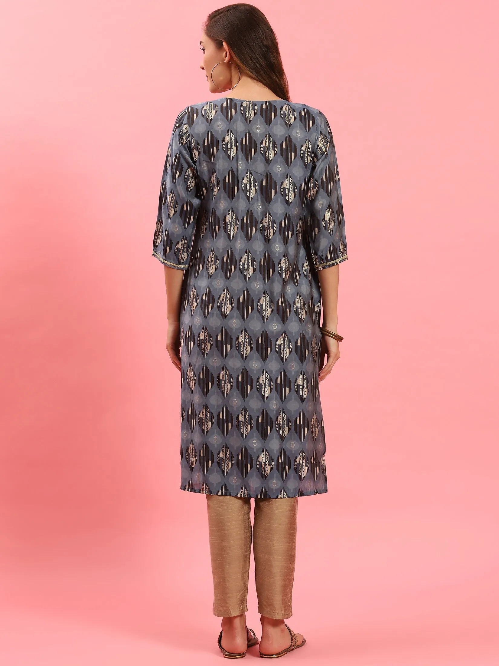 Women Blue Abstract Printed Kurta