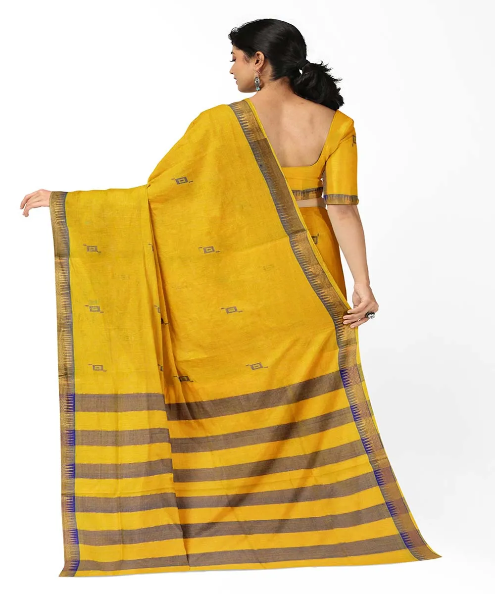 Yellow plain butta handloom rajahmundry cotton saree