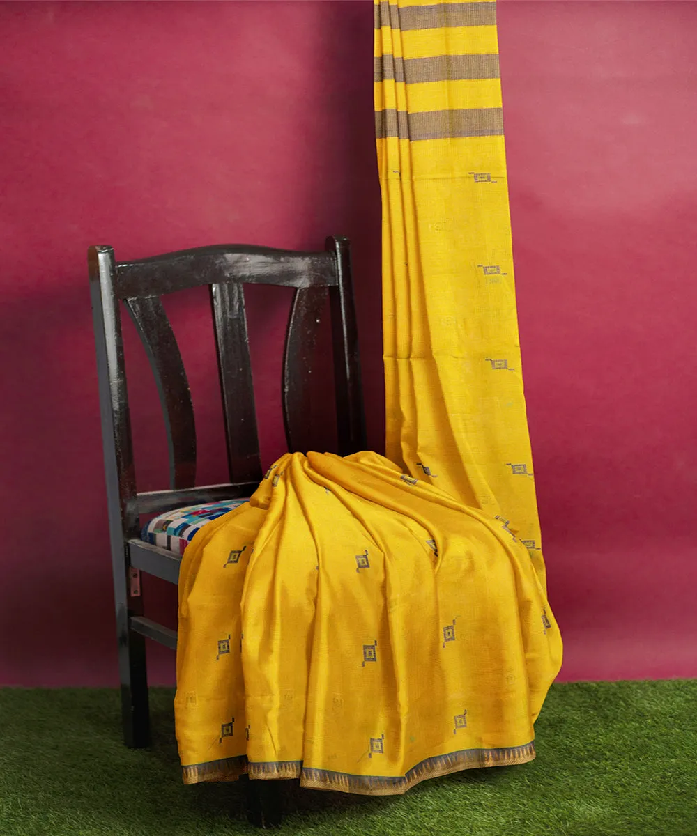 Yellow plain butta handloom rajahmundry cotton saree